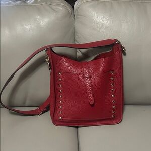 Rebecca Minkoff Red Crossbody Bag with Gold Studs
